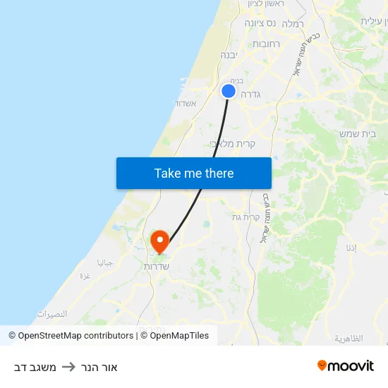 משגב דב to אור הנר map