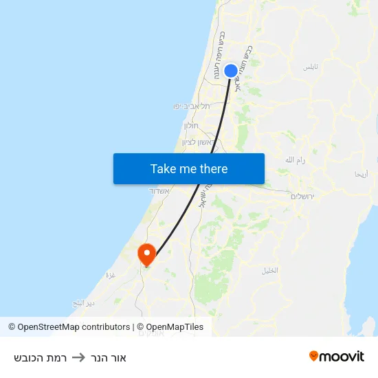 רמת הכובש to אור הנר map