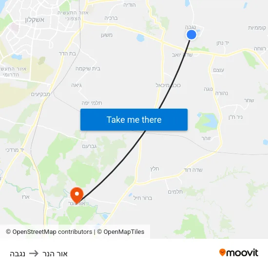 נגבה to אור הנר map