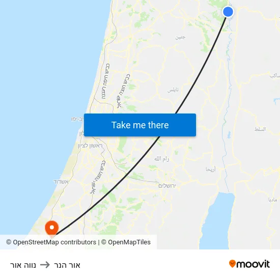 נווה אור to אור הנר map