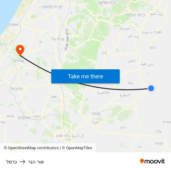 כרמל to אור הנר map