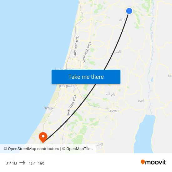 נורית to אור הנר map