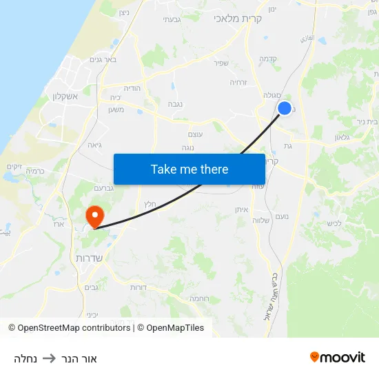 נחלה to אור הנר map
