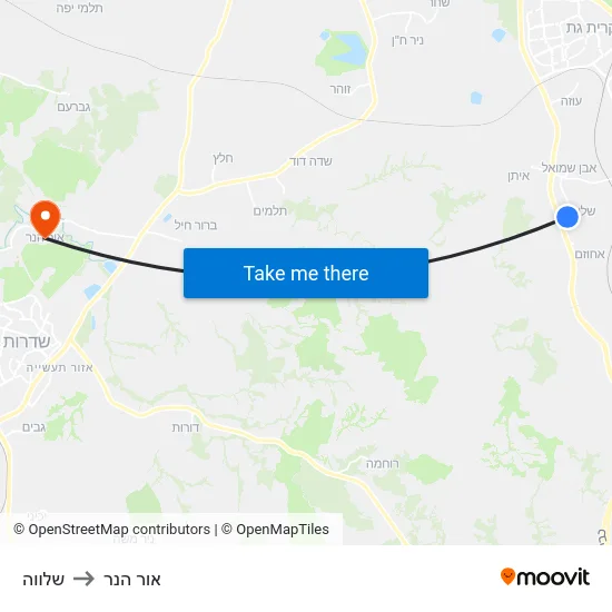 שלווה to אור הנר map