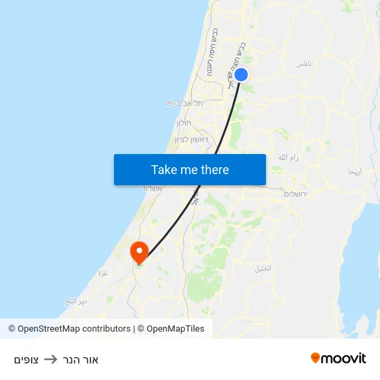 צופים to אור הנר map