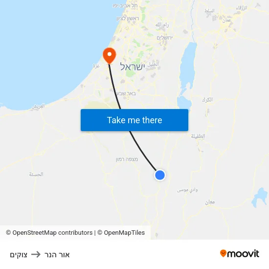 צוקים to אור הנר map