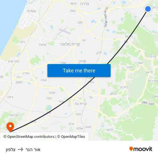 צלפון to אור הנר map