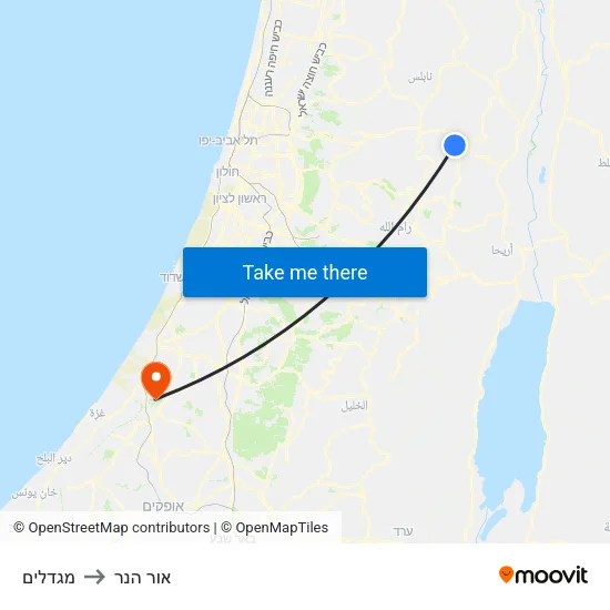 מגדלים to אור הנר map