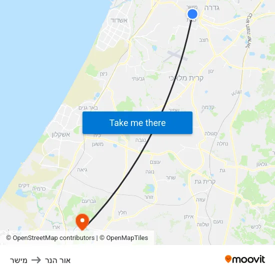 מישר to אור הנר map