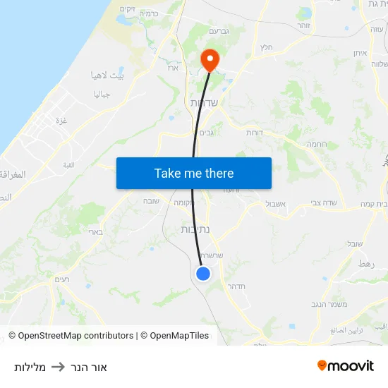 מלילות to אור הנר map