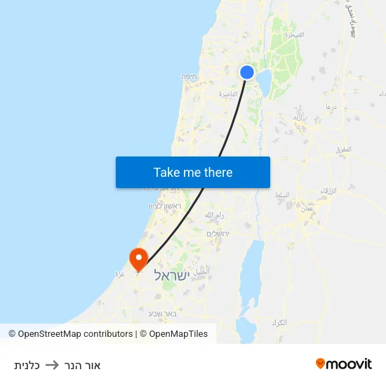 כלנית to אור הנר map