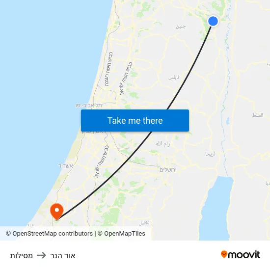 מסילות to אור הנר map