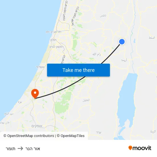 תומר to אור הנר map
