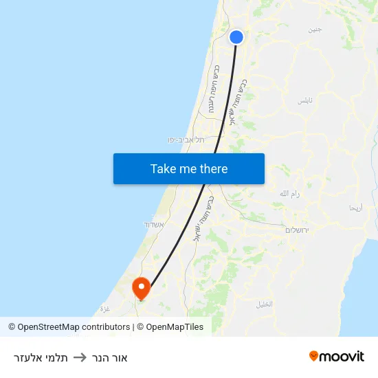תלמי אלעזר to אור הנר map