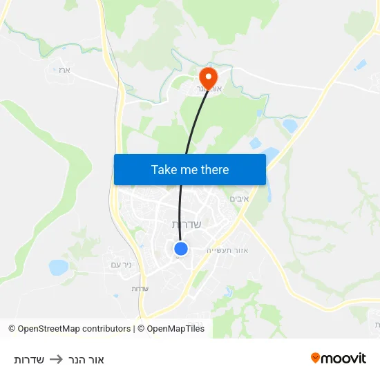 שדרות to אור הנר map
