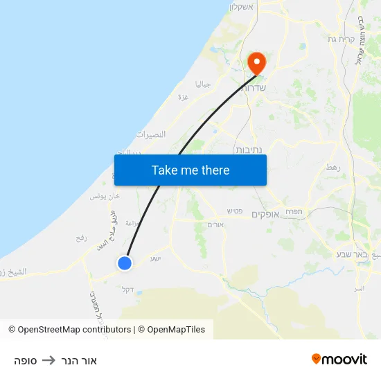 סופה to אור הנר map