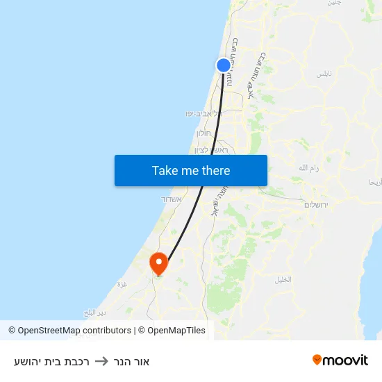 רכבת בית יהושע to אור הנר map