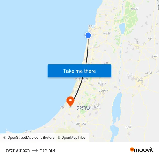 רכבת עתלית to אור הנר map