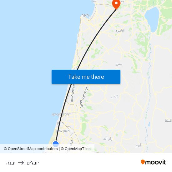 יבנה to יובלים map