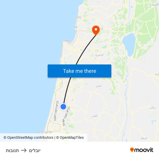 תנובות to יובלים map