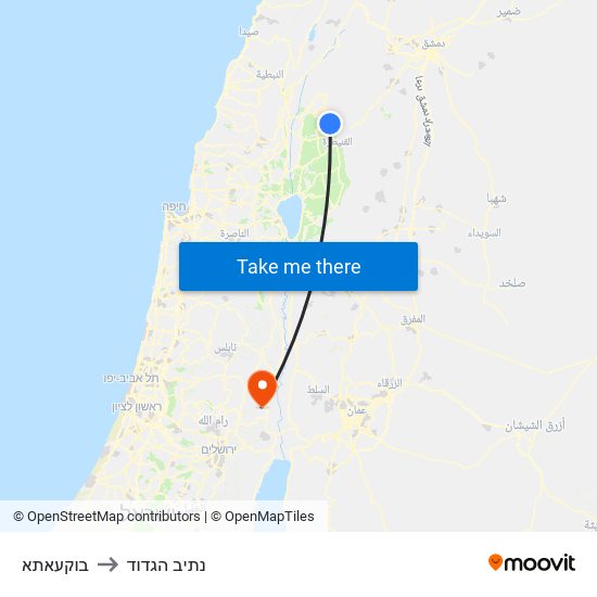 בוקעאתא to נתיב הגדוד map