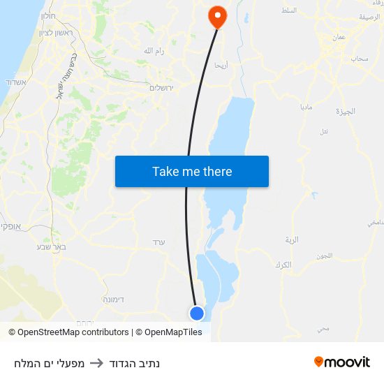 מפעלי ים המלח to נתיב הגדוד map