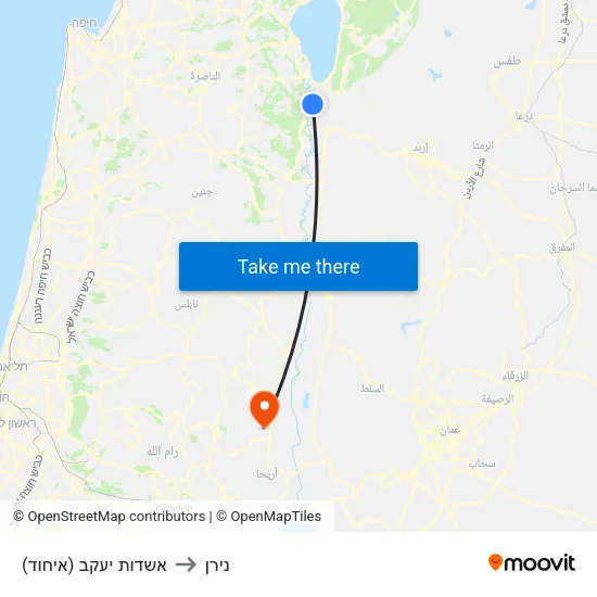 אשדות יעקב (איחוד) to נירן map