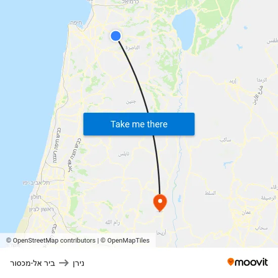 ביר אל-מכסור to נירן map