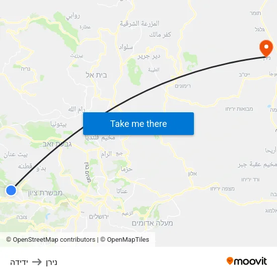 ידידה to נירן map