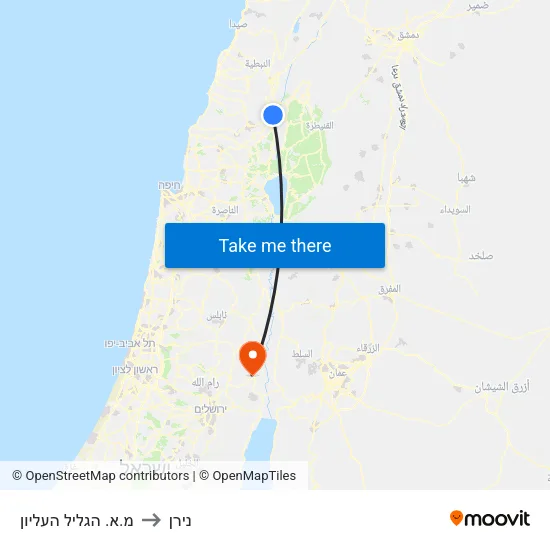 מ.א. הגליל העליון to נירן map