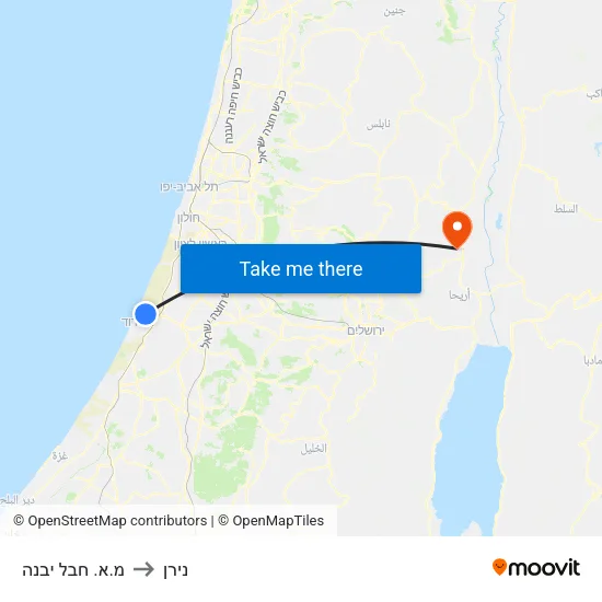 מ.א. חבל יבנה to נירן map