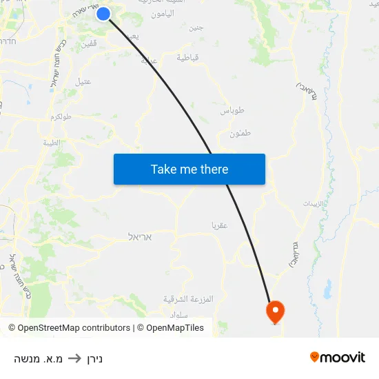 מ.א. מנשה to נירן map