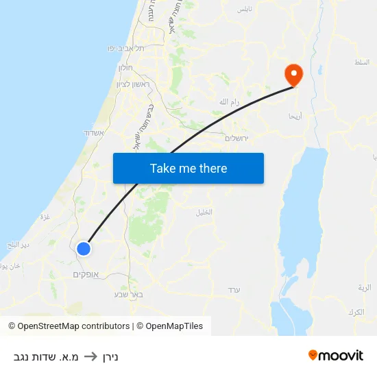 מ.א. שדות נגב to נירן map