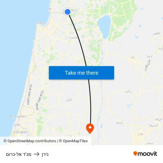 מג'ד אל-כרום to נירן map