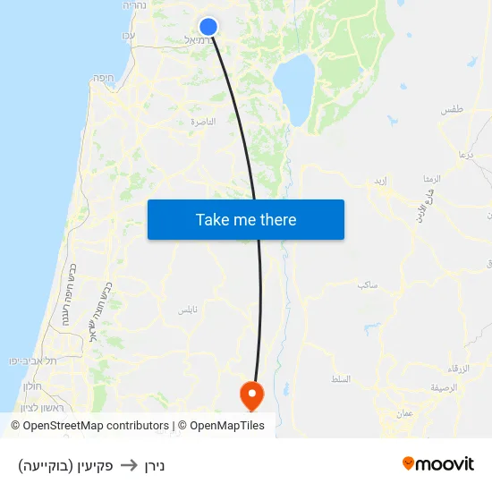 פקיעין (בוקייעה) to נירן map