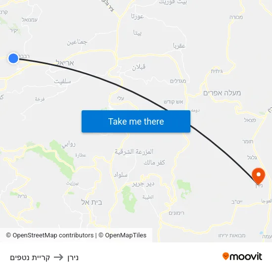 קריית נטפים to נירן map