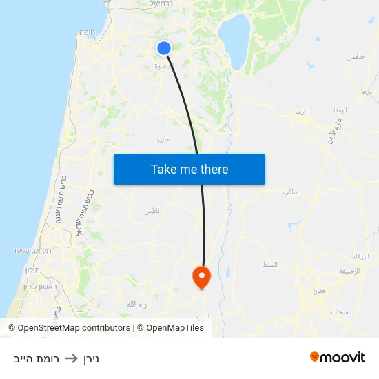 רומת הייב to נירן map