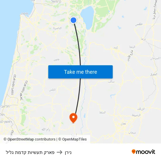 פארק תעשיות קדמת גליל to נירן map