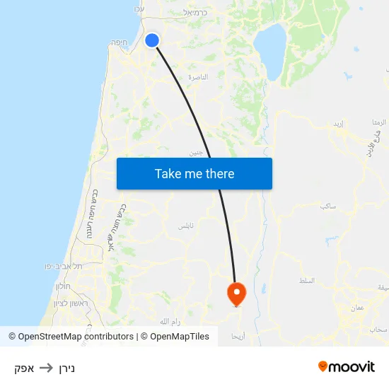 אפק to נירן map