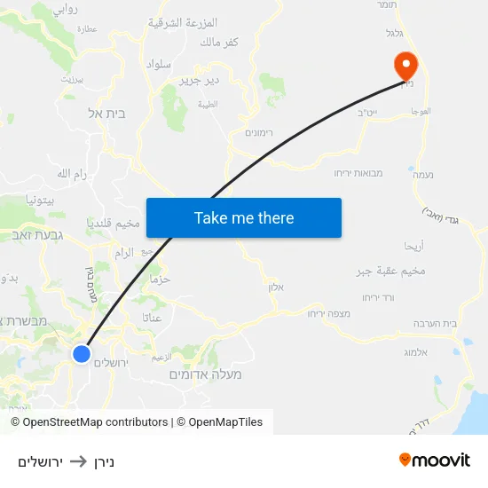 ירושלים to נירן map