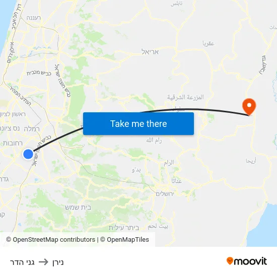 גני הדר to נירן map