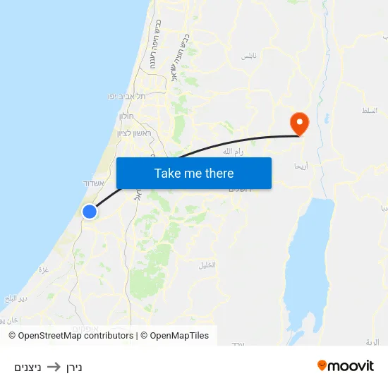 ניצנים to נירן map