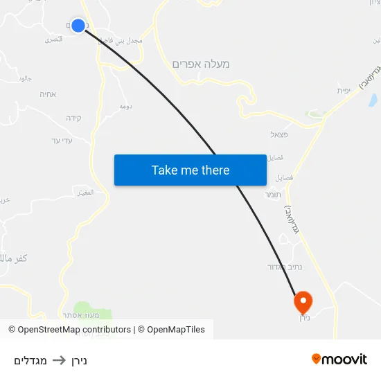 מגדלים to נירן map