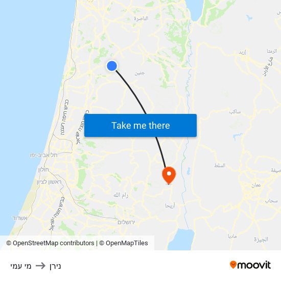 מי עמי to נירן map