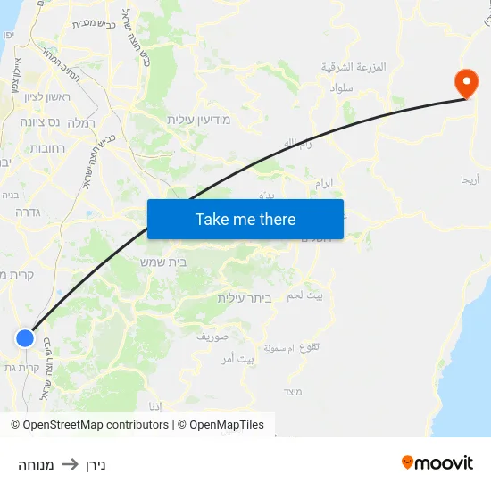 מנוחה to נירן map