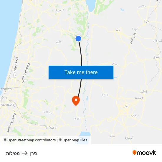 מסילות to נירן map
