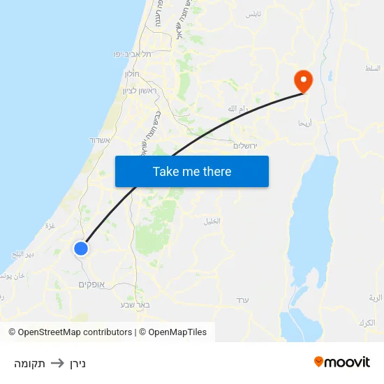 תקומה to נירן map