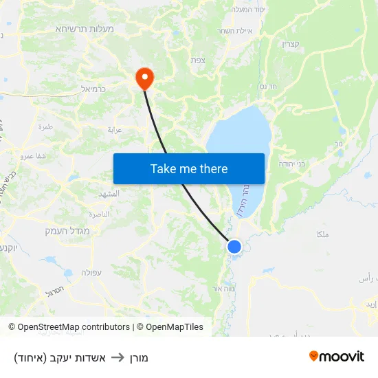 אשדות יעקב (איחוד) to מורן map