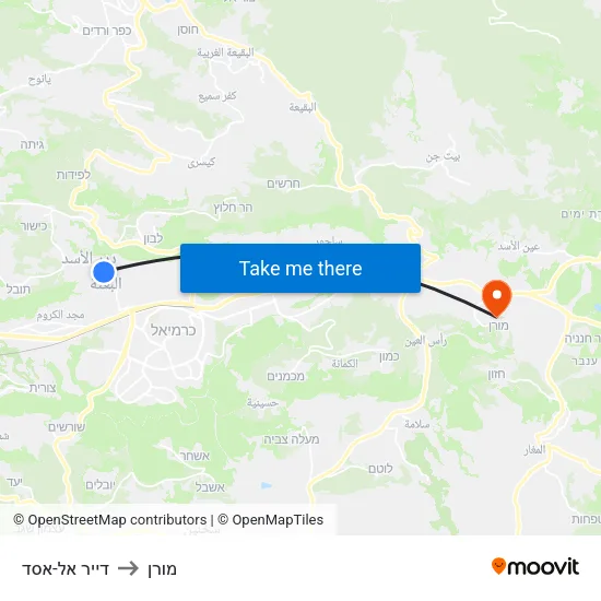 דייר אל-אסד to מורן map