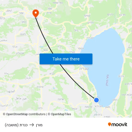 כנרת (מושבה) to מורן map